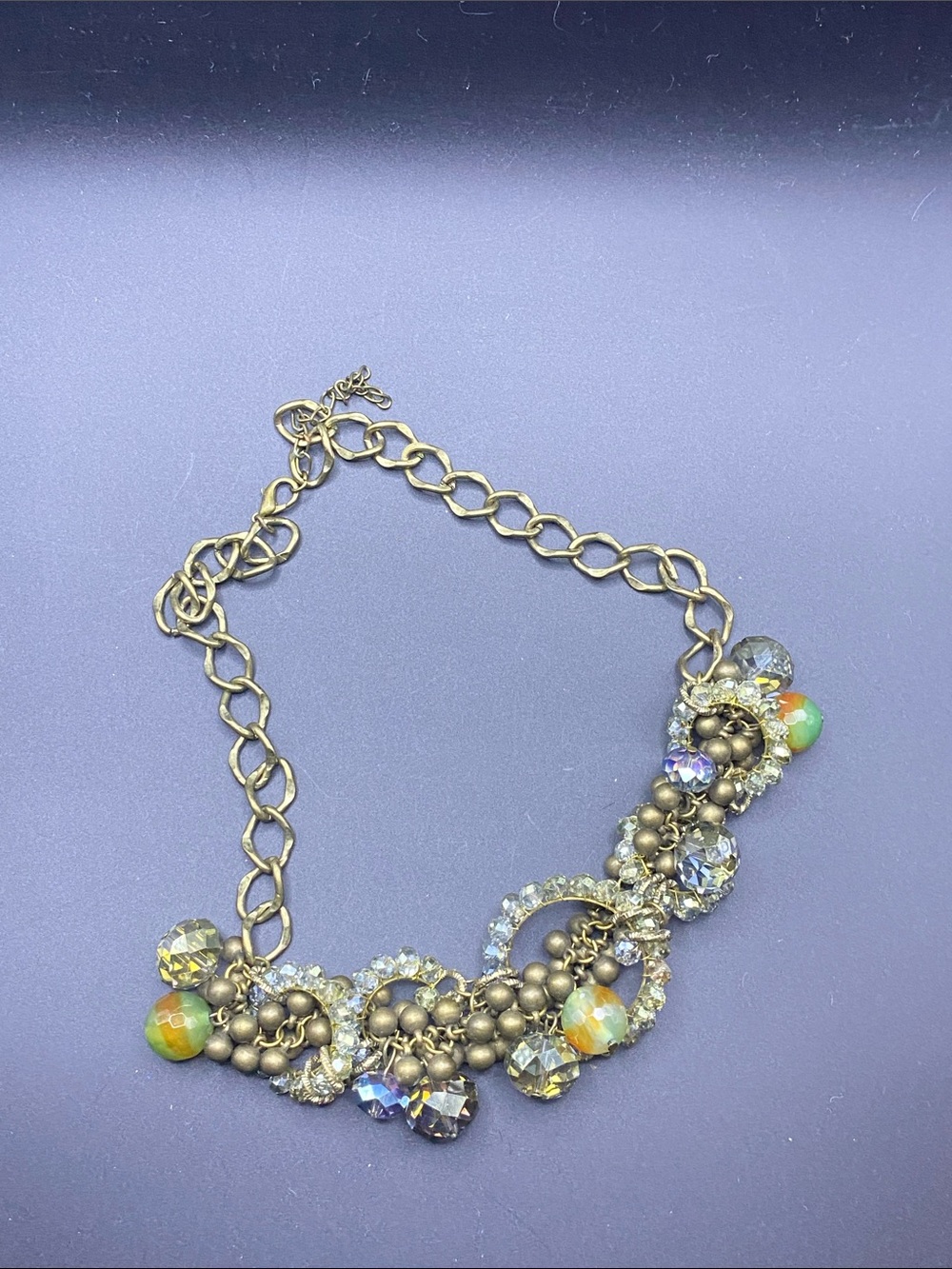 Gold-Tone Crystal and Multicolor Bead Statement Necklace